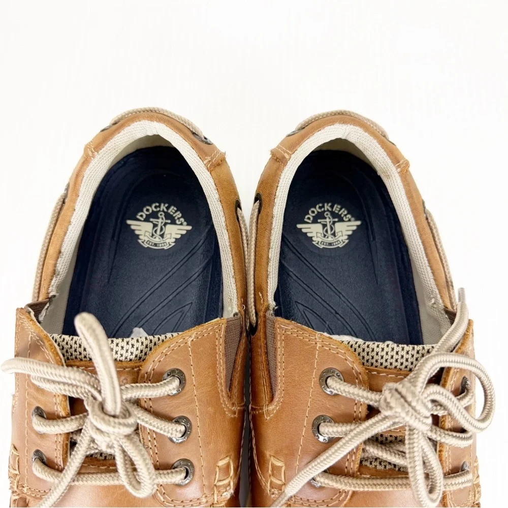 Dockers Beacon Water Stain Resistance Dark Tan Leather Boat Shoes